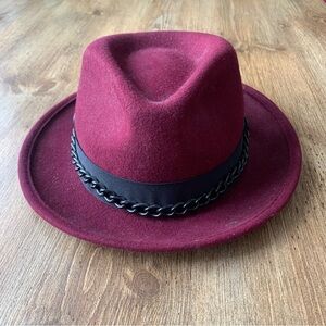 Rudsak Burgundy Fedora Wool Hat